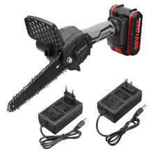 (Two Batteries, US Plug) 6" Portable Electric Pruning Saw Rechargeable Small Woodworking Electric Chain W/ 1/2 Battery
