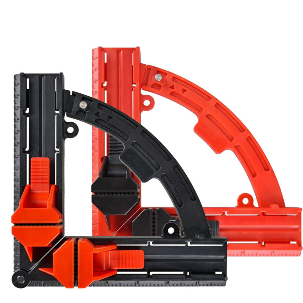 (Red) Versatile 90-Degree Corner Clamp for Woodworking, Adjustable Angles, Quick-Lock, Dual-Scale Measurement, Durable ABS Plastic