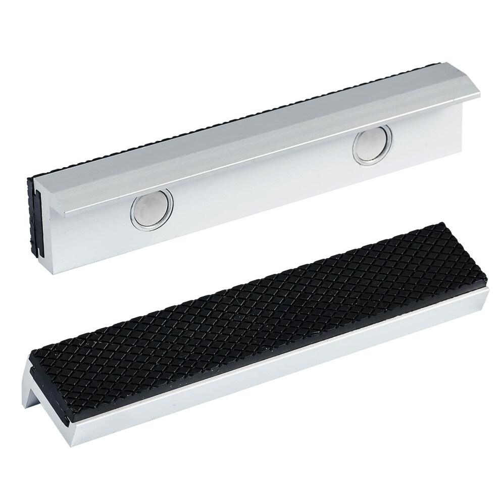 (4 Inch) Magnetic Vise Jaws with Neodymium Magnets, Durable Aluminum, 4"-8" for Bench Vices, Mill Clamps, and Drill Presses