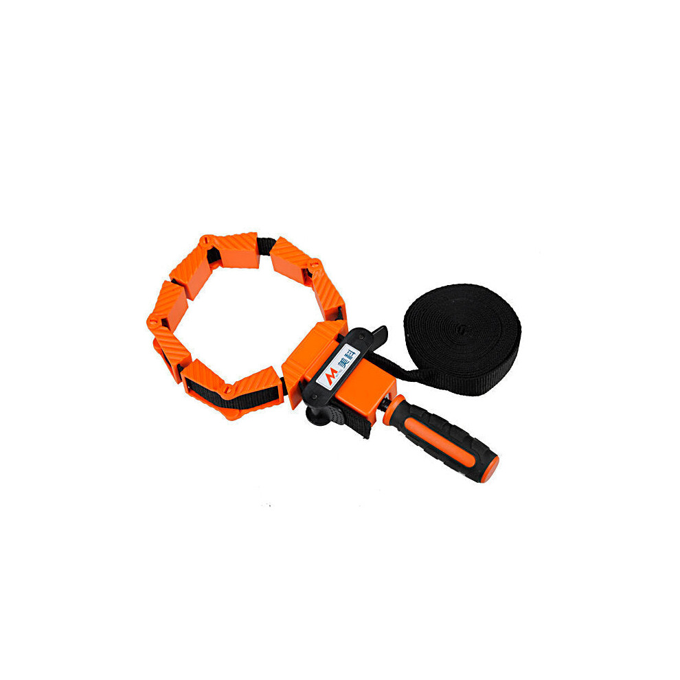 Adjustable Ergonomic Strap Clamp with 15ft Nylon Belt, 1000lbs Strength, for Woodwork & Framing Projects - Orange