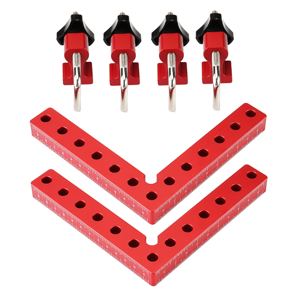 (4 PCS, 100mm) 2 Set Woodworking Precision Clamping Square - L-Shaped Aluminum Alloy Fixtures for Accurate Panel Alignment