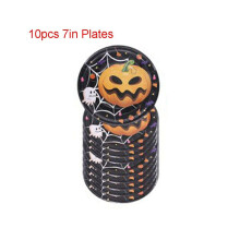 (10 piezas - Platos de 7 pulgadas) Suministros de decoración para fiesta de Halloween Mantel Platos de papel