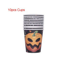 (10 piezas-Tazas) Suministros de decoración para fiesta de Halloween Vajilla