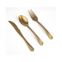 (20x (cuchillo + tenedor + cuchara), dorado) Juego de tenedores y cuchillos de plástico reutilizables de colores