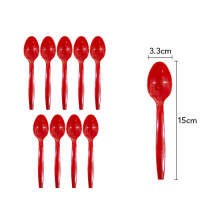 (20 x Cucharas Desechables, Rojas) Juego de Tenedores y Cuchillos de Plástico Reutilizables de Colores para Fiestas