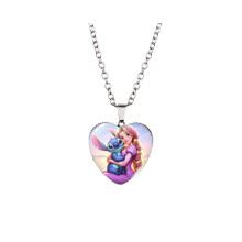 (5814, White K Chain) Παιδικό κολιέ με υπέροχη καρδιά με σχέδιο καρτ