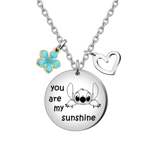 (Μπλε κολιέ) Διασκεδαστική βελονιά You Are My Sunshine Heart Κολ