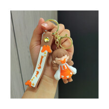 (Brown) Butterfly Kiss Whimsical Girl Keychain Versatile And Colorful Silicone Charm