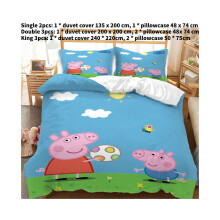 (Double) Pig Kids Single Double Bed Linen 3d Duvet Cover Set Printed Kids Home