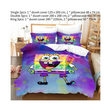 (Doppel) Einzelbett Schwammkopf Spongebob Doppelbett 3D-Bettbezug Heimtextilien