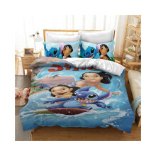(Mädchen, EU-Einzelbett (2 Stück): 135 x 200 cm) Lilo & Stitch Bettwäsche-Set für Kinder, 3D-Stich, Bettbezug, Kissenbezug, Bett
