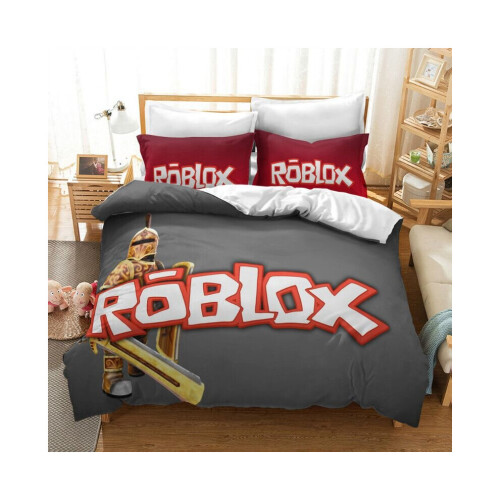 (Γκρι, EU-Single(2τμχ):135200cm) Σετ κρεβατιού 3D Game Roblox Σετ κρεβατιού