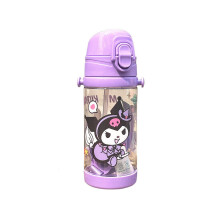 (Kuromi) Vaso de agua con correa de pajita Sanrio a prueba de fugas con estampado de Melody Cinnamoroll Kuromi,