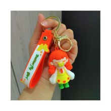 (Orange) Butterfly Kiss Whimsical Girl Keychain Versatile And Colorful Silicone Charm