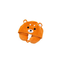 Almohada para el cuello con forma de U de dibujos animados (naranja) con capucha de espuma viscoelástica bordada