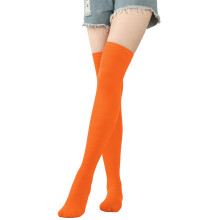 (Naranja) Medias navideñas de punto coloridas por encima de la rodilla Decoración de moda