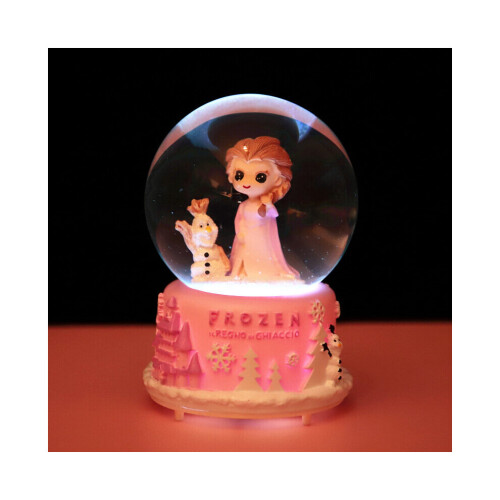(Ροζ) Frozen Aisha Snow Globe Music Llluminated Snow Διακόσμηση σπιτιού Κορίτσι 2