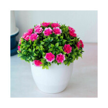 (Rosa) Künstliche Blumen mit Topf Fake Flower Falsche Pflanzen Home Outdoor Garden Decor