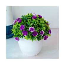 (Lila) Künstliche Blumen mit Topf Fake Flower Falsche Pflanzen Home Outdoor Garden Decor