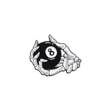 (QHXZ2125) Spilla in metallo con teschio di ciliegia in stile cartone animato, stile Chic 8 Black Ball Sports,