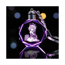 (Qiqi, mit Geschenkbox) Genshin Impact LED-Schlüsselanhänger mit buntem Licht