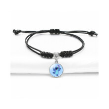 (StyleN) Stitch Einzigartiges Cartoon-Armband, verstellbare Länge, schwarze Kordel, Geschenk für Reisende