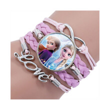 (StyleC) Elsa Style sarjakuva prinsessarannekoru Monikerroksinen metalliseos rannekoru, jossa on aikaa