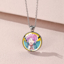 (YXL4) Ichiro Geometrische Yamada-Anhänger-Halskette aus Legierung und Glas, perfekt für Anime-Enthusiasten