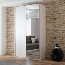 GABA PREMIUM V1 120 cm Sliding Door Wardrobe with Mirror Full White