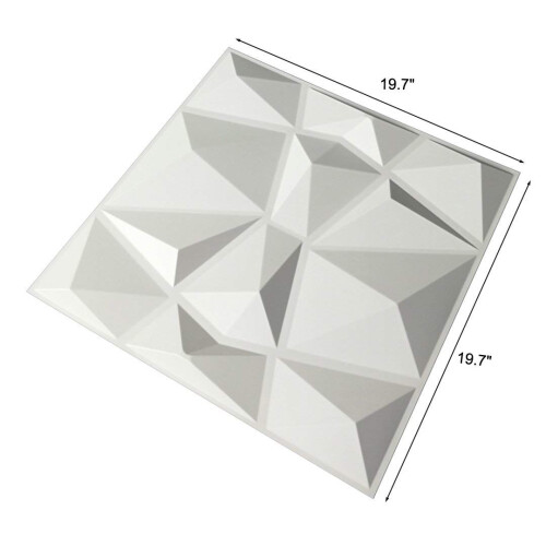 Art3d 19,7""""""""x19,7"""""" (12er-Pack) Wandpaneel 3D Pyramide Wei 1