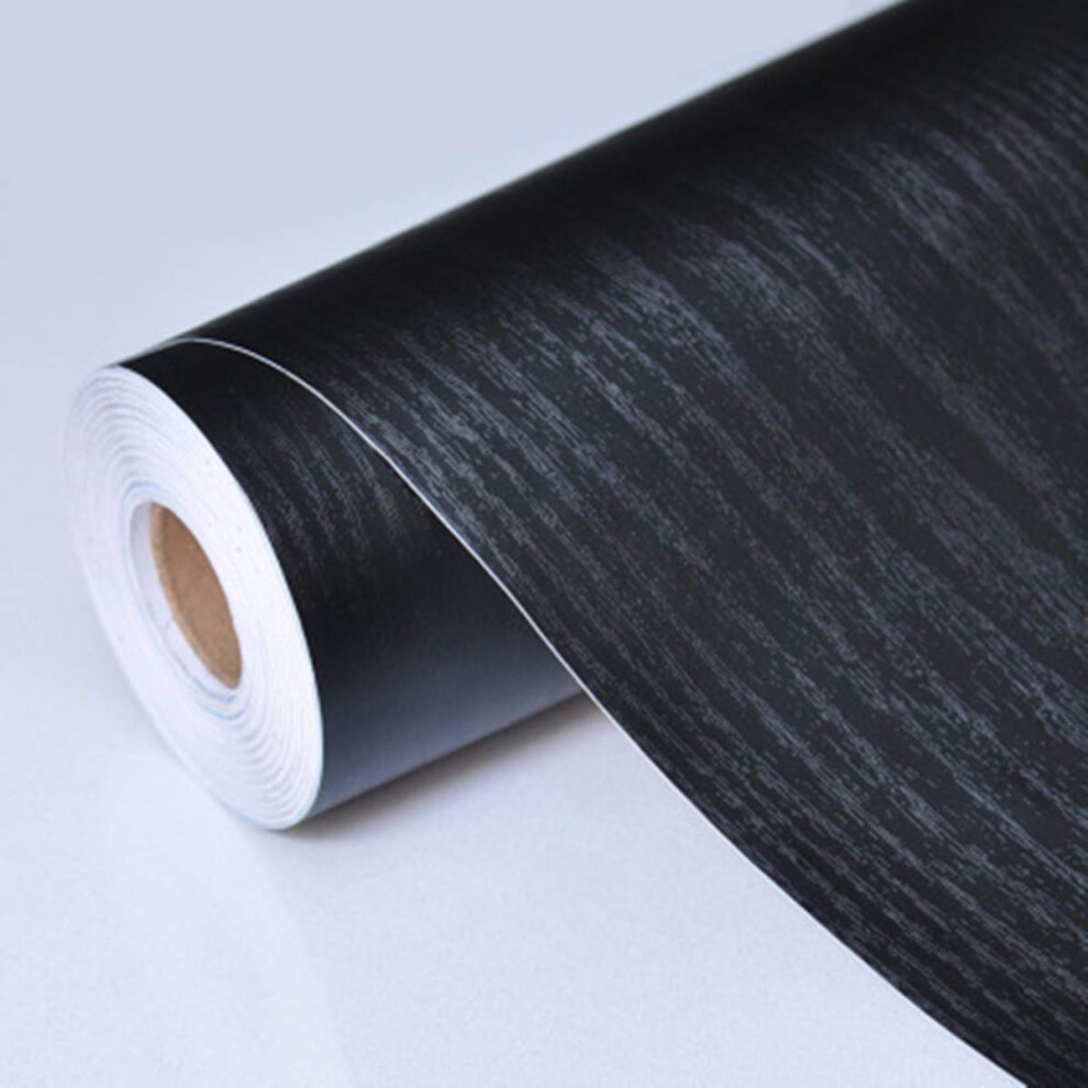 Practicalws Black Wood Contact Paper 17.7'' X 78.7'' Peel And Stick Wood Wallpaper Self Adhesive Black Wallpaper Covering For Kitchen Countertop Cabin 667322000561