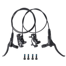 (Black)MTB Oil Brake Front Rear Calipers Left Right Brake Levers Kit for 22.2mm Mountain Bikes Handlebars