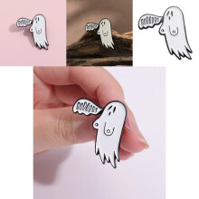 Spilla personalizzata a forma di fantasma bianco in lega con divertente motivo a cartoni animati per gli amanti