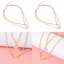 Pink Chic Butterfly Lover Letter Kaulakoru Kauniit Waterwave-ketjukorut