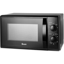 (Manual Black) Swan SM4420BLK Manual Microwave with 5 Power Levels, 35 Minute Timer, 700W, 20L, Black