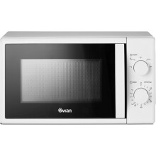 (Manual White) Swan SM4420BLK Manual Microwave with 5 Power Levels, 35 Minute Timer, 700W, 20L, Black