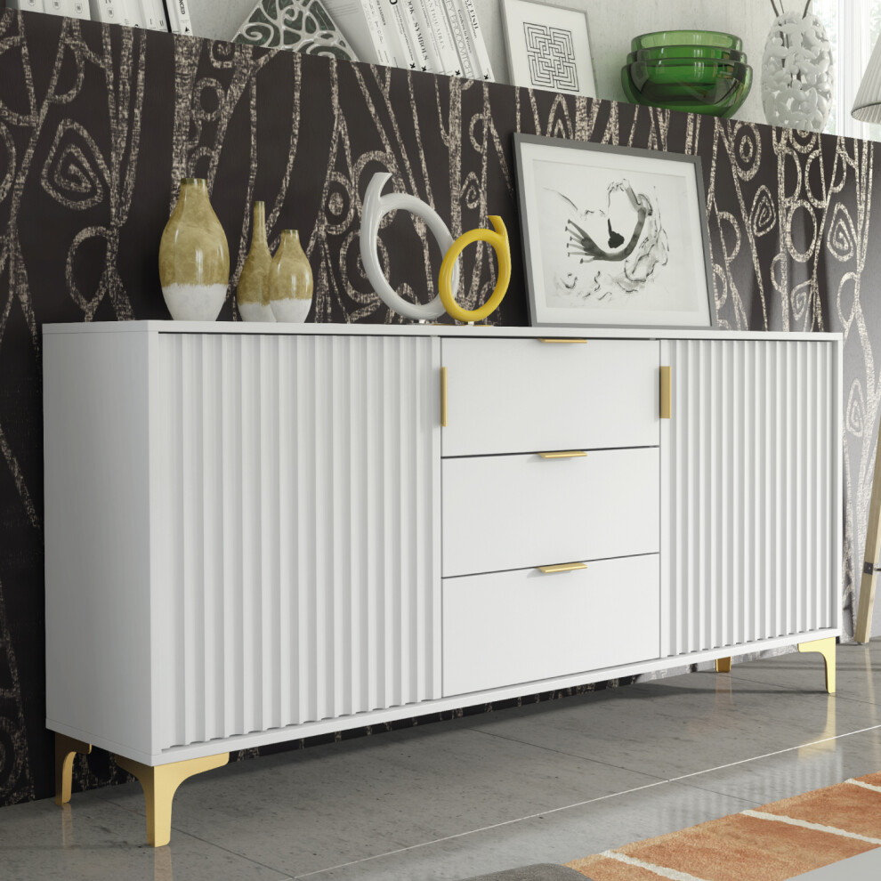 Tide Crest 140cm Sideboard Gold - Modern Fluted Design