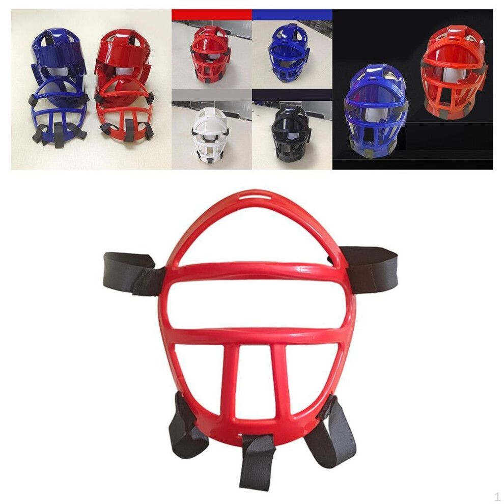 (red) Karate Face Mask Boxing Shield Head Protection Comfortable Sports