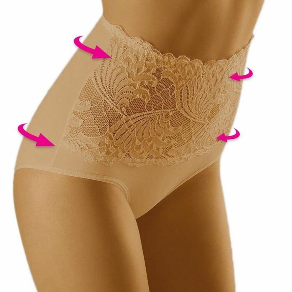 (khaki, 2XL) Women High Waist Briefs Shapewear Tummy Control Slimming Panties Sexy Lace Underpants Lingerie