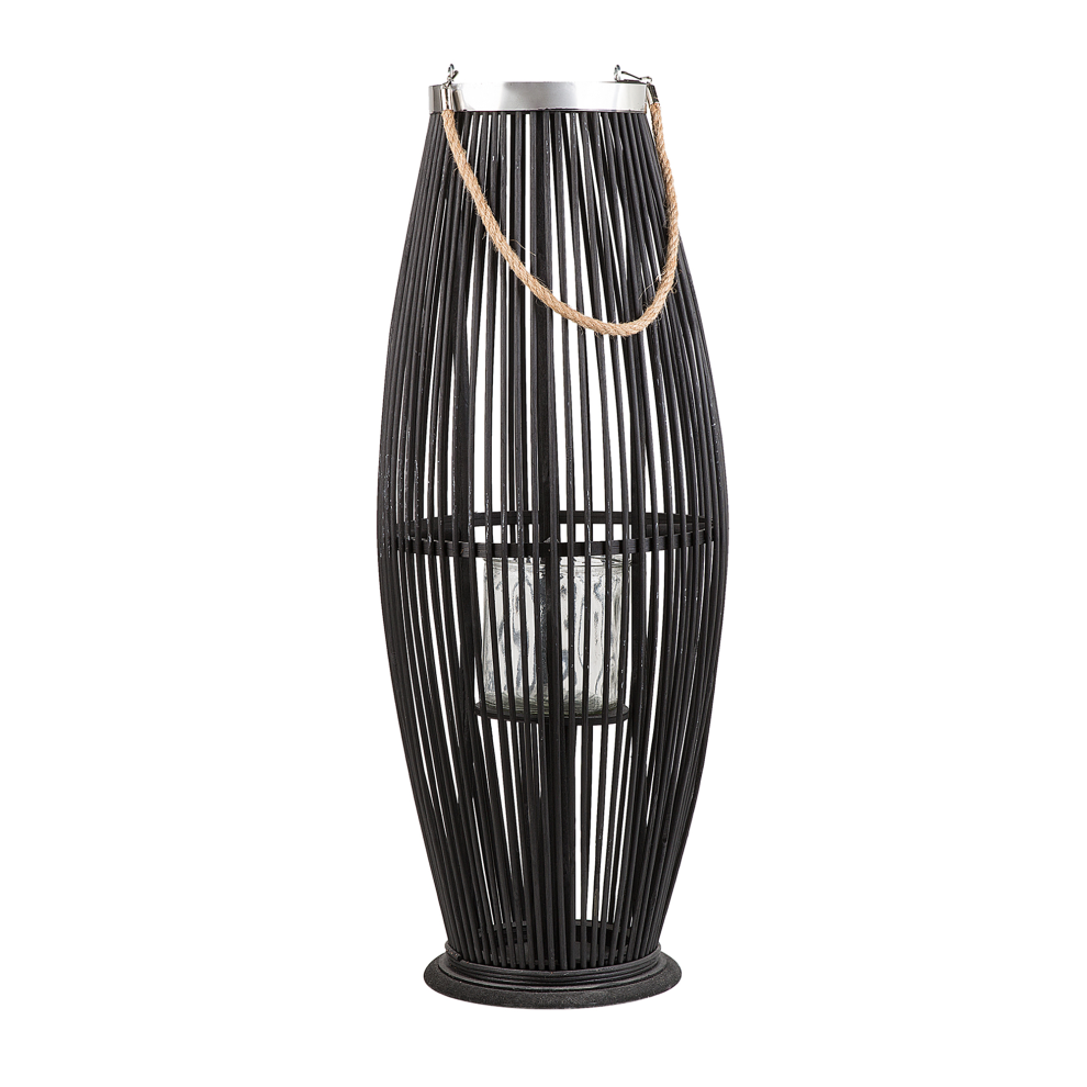 Lantern TAHITI Bamboo Wood 72 cm Black