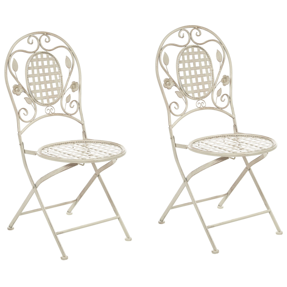 Set of 2 Garden Chairs BIVIO Folding Metal Off-White