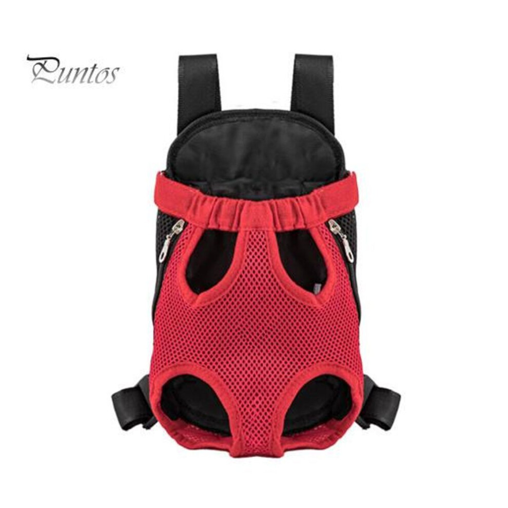 (M, red) Pet Carrier Backpack Adjustable Pet Front Carrier for Hiking And Riding Portable Pet Legs Out Travel Bag for Cats Small Dogs