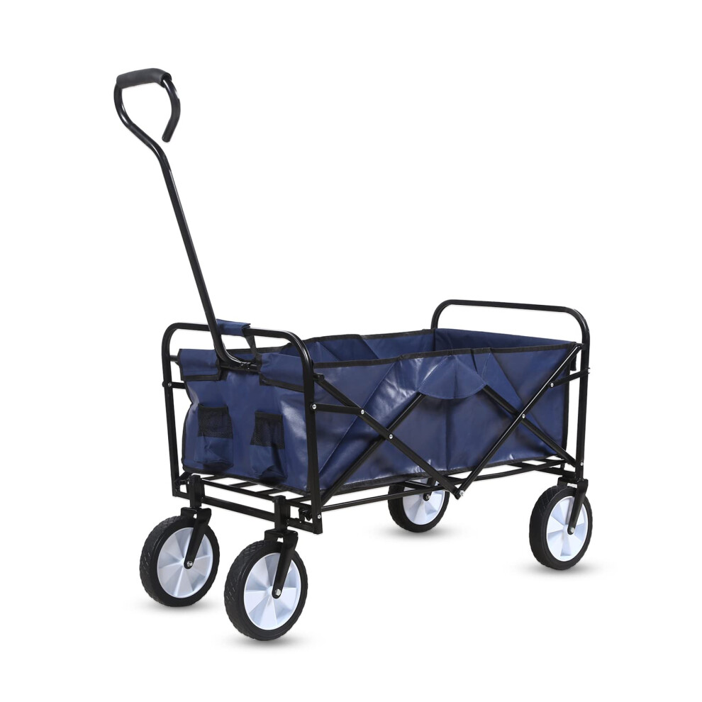 Chariot de jardin pliable YSSOA avec roues pivotantes     360 degr   s et poign   e r   glable, capacit    de charge de 220 lb, bleu