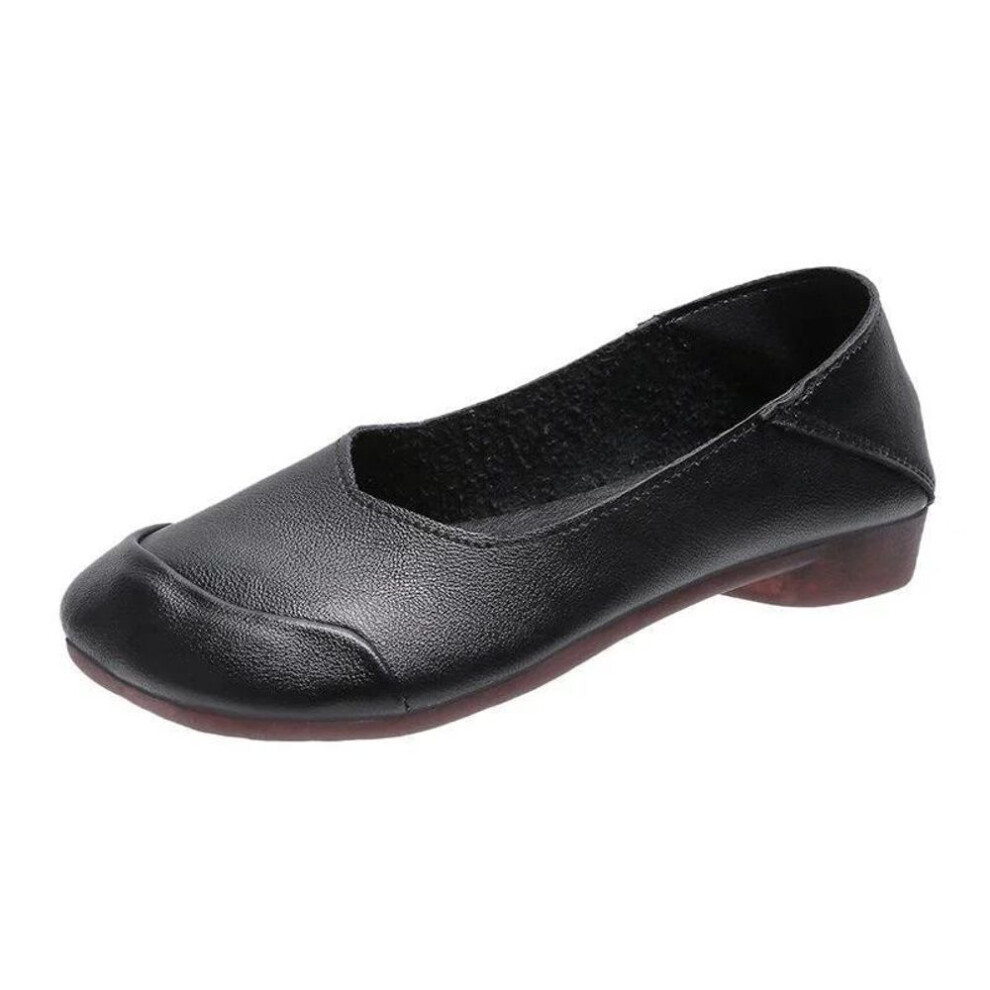 (black, 38) Sales  New Leather Flat Shoes Woman Handmade Leather Loafers Flexible Autumn Casual Shoes Woman Flats