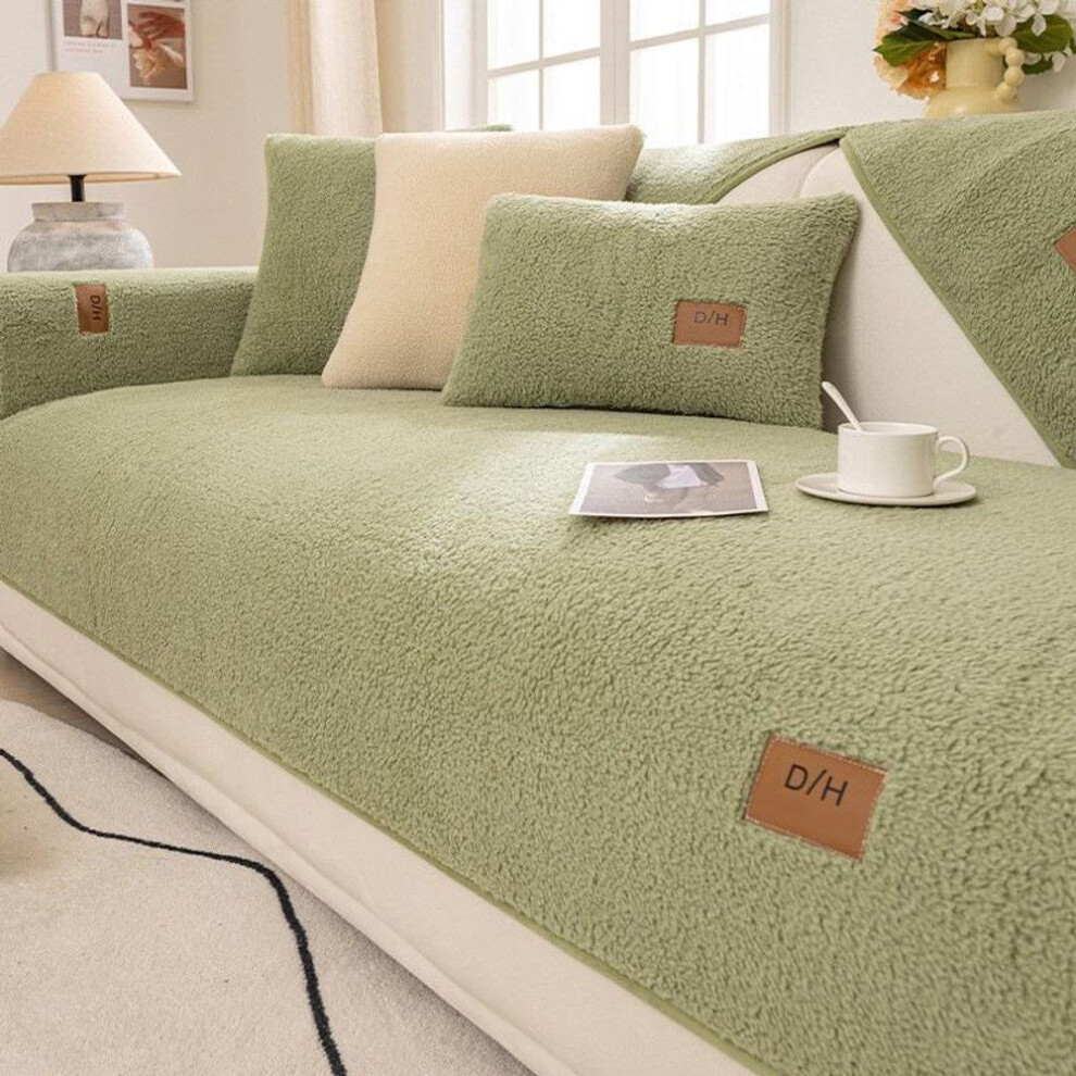 (light green, 70*90) Winter Simple and Modern Lamb Velvet Sofa Cushion Thickened Cushion Sofa Non-slip Cover