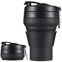 EASYXQ Opvouwbare Beker voor Reizen, 20 OZ 600ml Grote Silicone Vouwmok, Lekvrij BPA Vrij Herbruikbare Fles