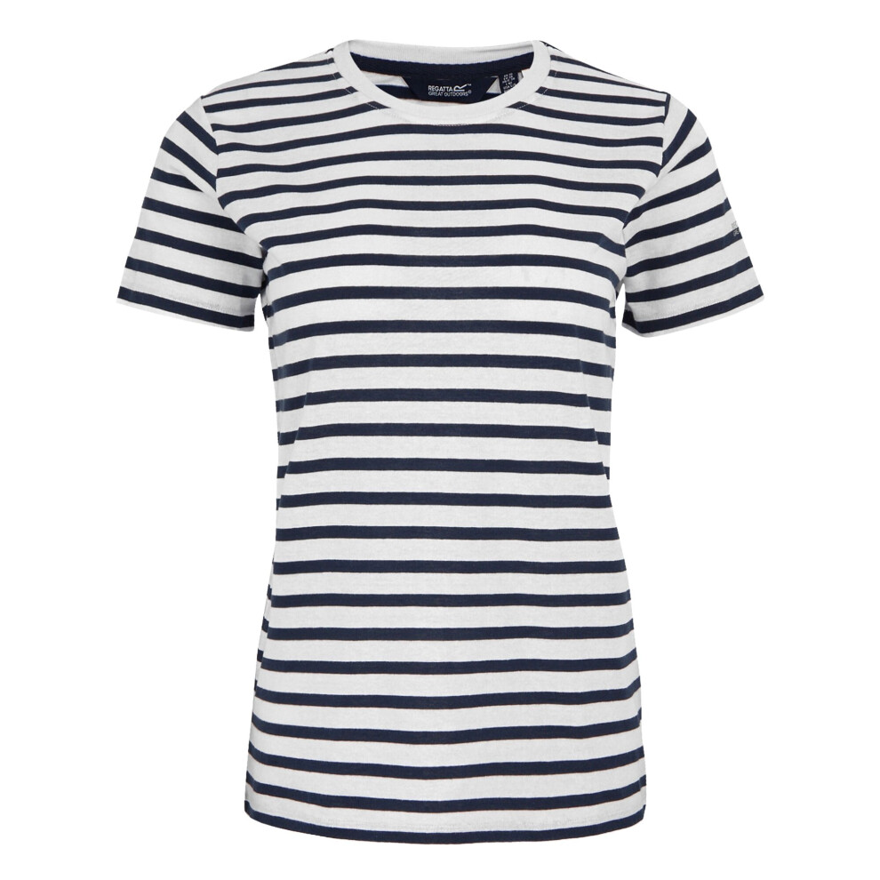 (12 UK, White/Navy) Regatta Womens/Ladies Bayletta Striped T-Shirt