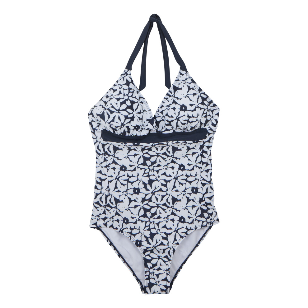 (12 UK, Navy/White) Regatta Womens/Ladies Flavia II Large Floral One Piece Swimsuit