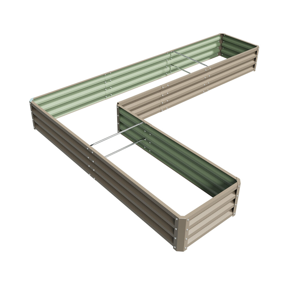 207cm W x 277cm D L-Shaped Galvanized Steel Raised Garden Bed