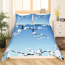 (Multi 25, King(No Comforter)) Homewish Cherry Blossoms Comforter Cover Double Size Pink Japanese Style Flower Bedding Set For Girls Kids Women Watercolor Floral Botanical Duvet Cov